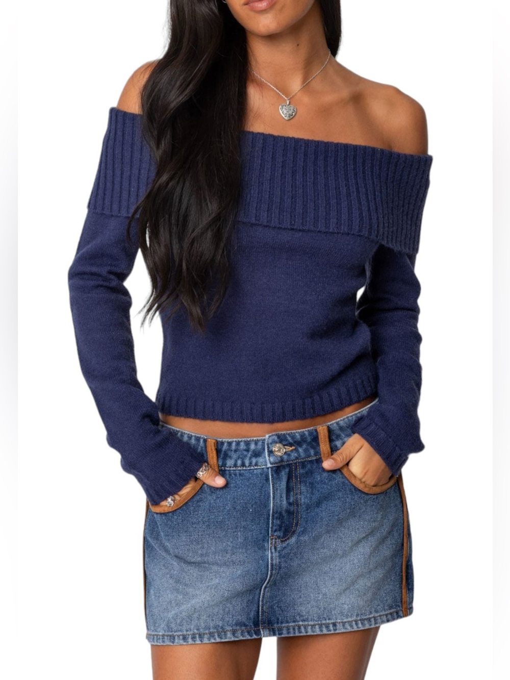 EDIKTED ‘Tamara Foldover’ Knit Sweater Top